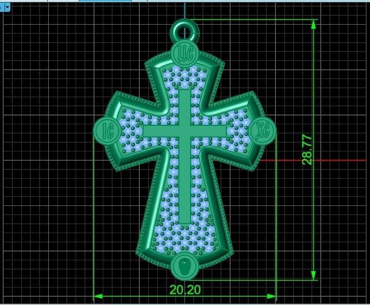  cross with stones 3D print model_16