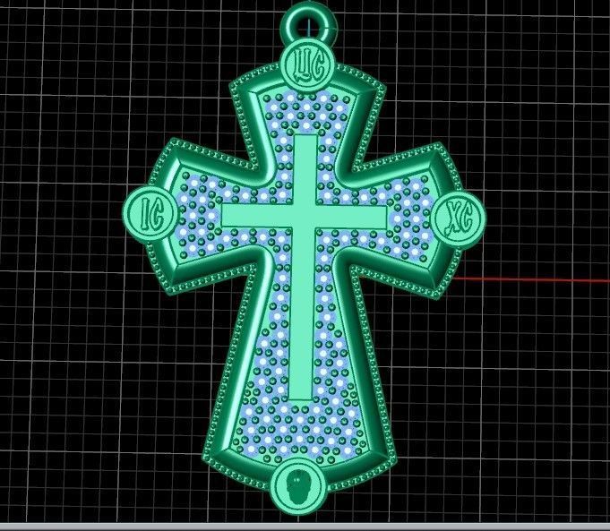  cross with stones 3D print model_21