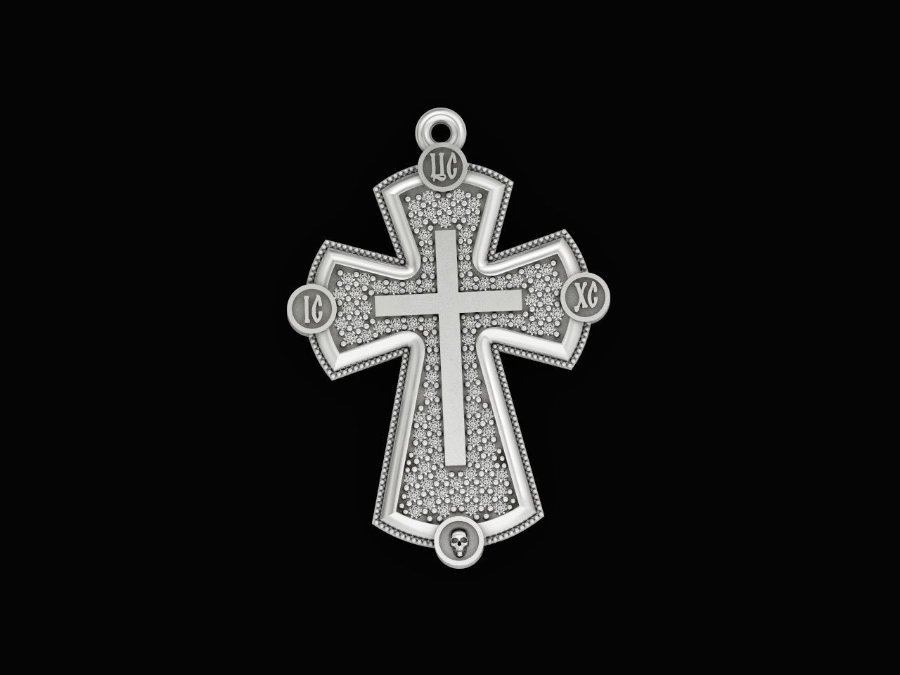  cross with stones 3D print model_8