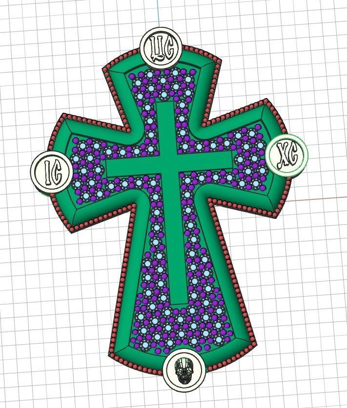  cross with stones 3D print model_3