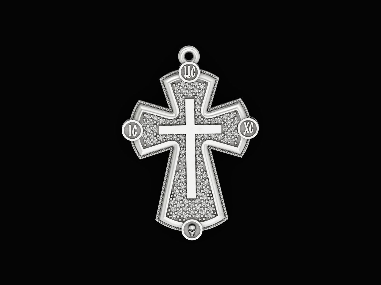  cross with stones 3D print model_7