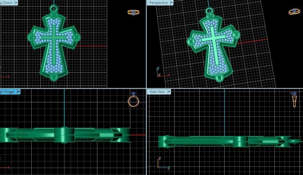  cross with stones 3D print model_15
