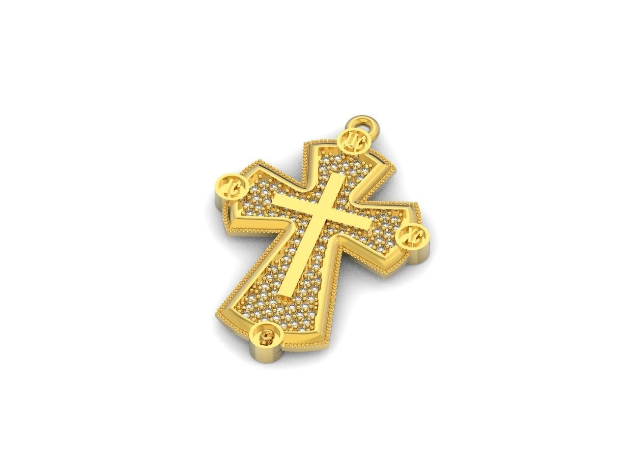  cross with stones 3D print model_14
