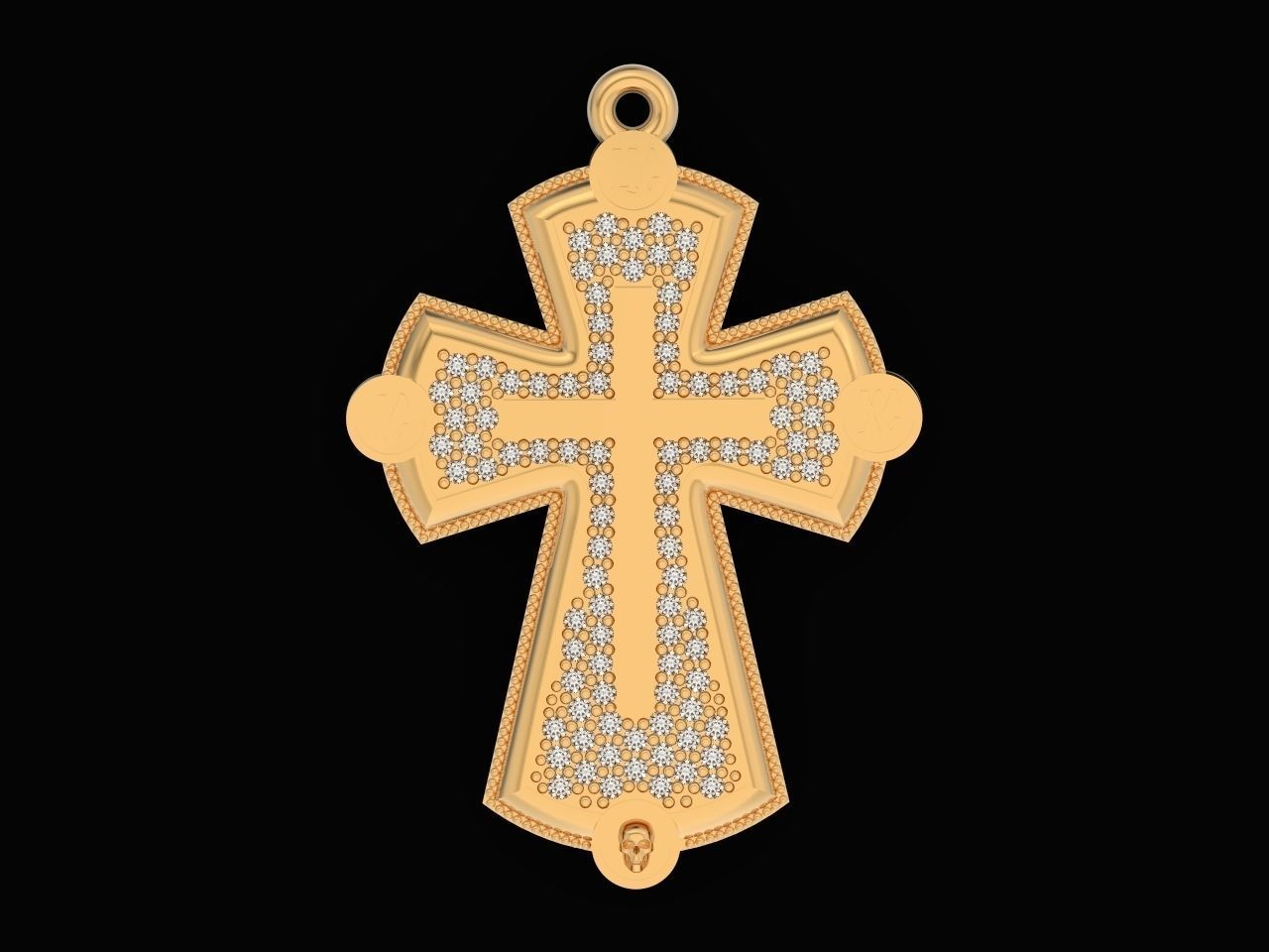  cross with stones 3D print model_2