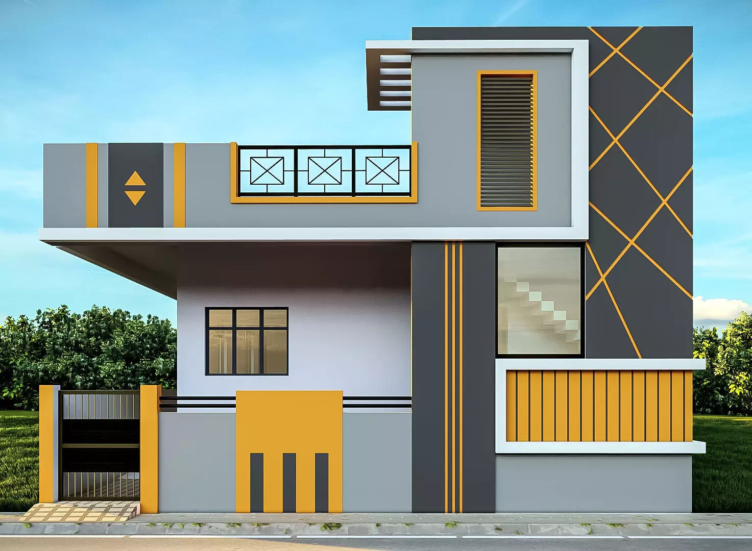 Single floor home with lumion file 3D model_0