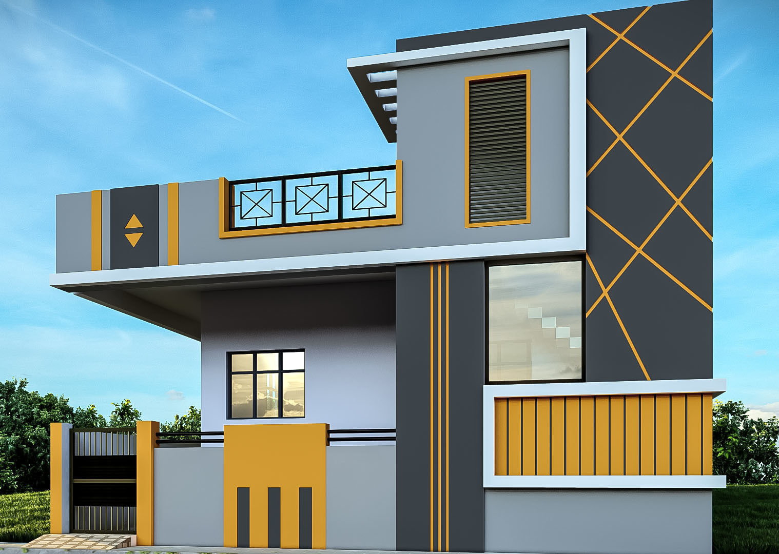 Single floor home with lumion file 3D model_1