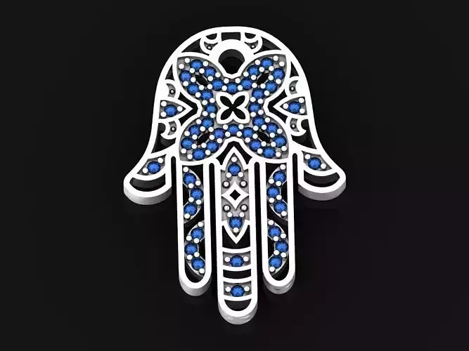 pendant Hamsa Fatima hand charm amulet wiht stones 314
