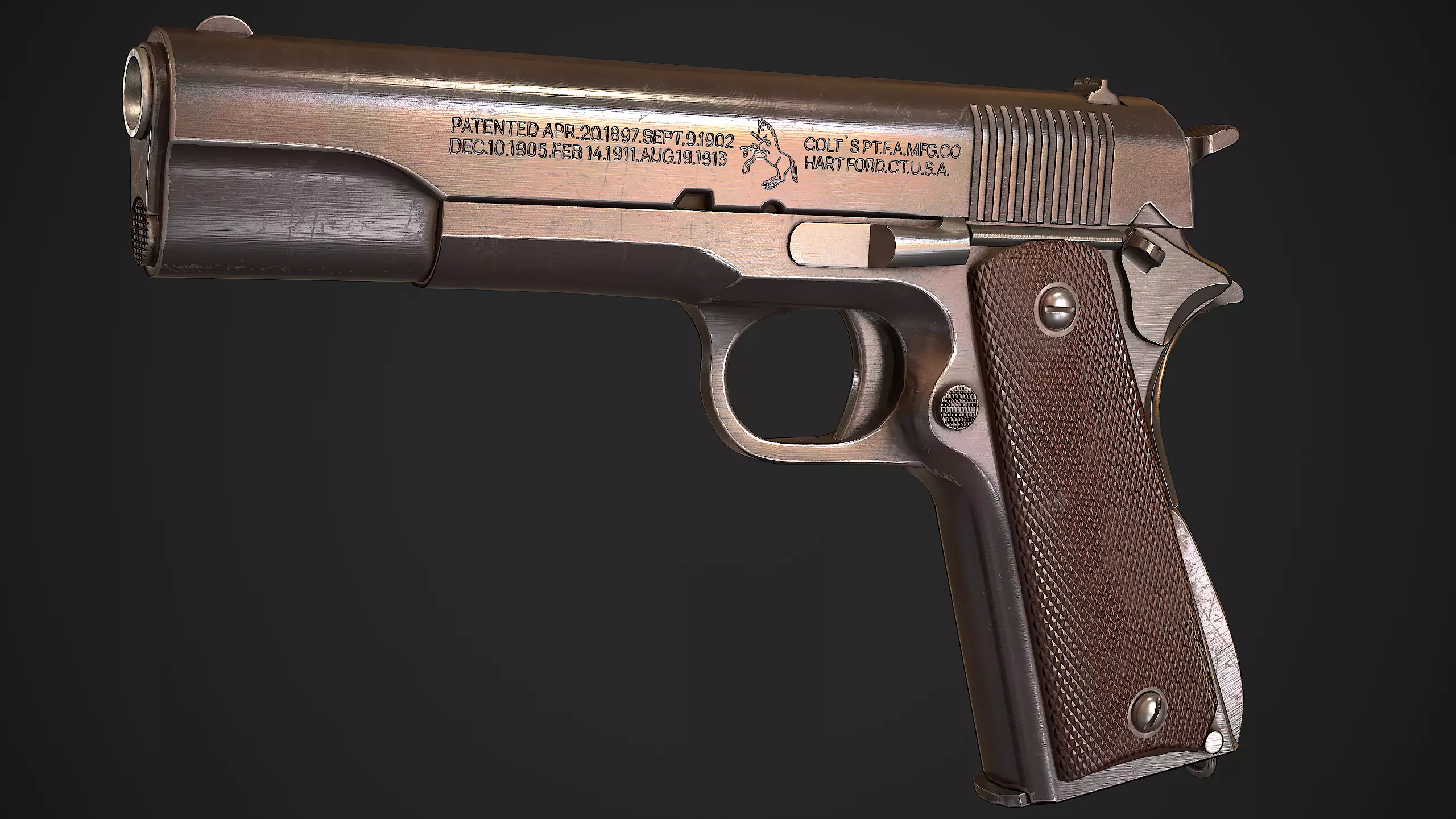 Colt 1911 Low-poly 3D model_0