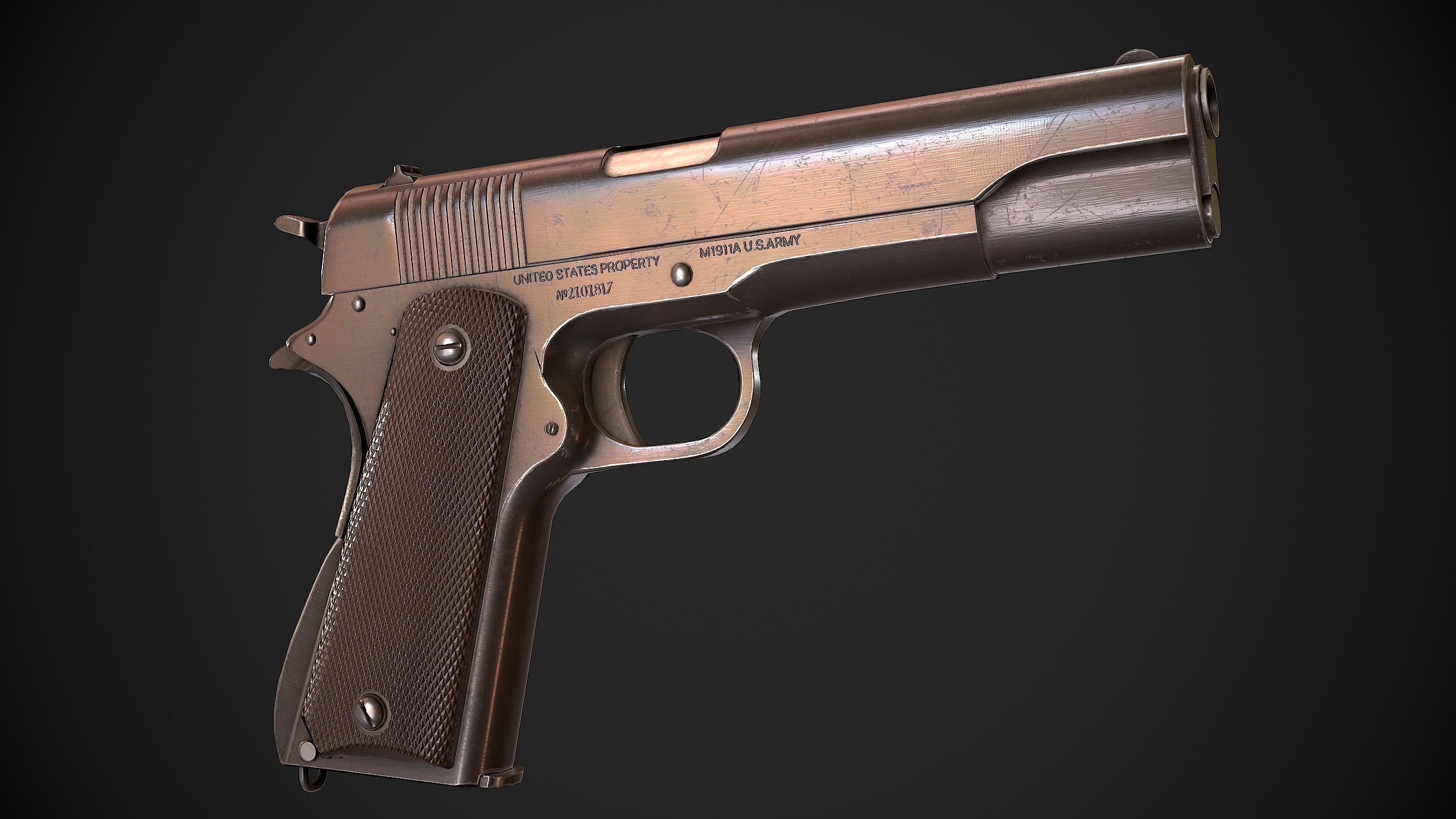 Colt 1911 Low-poly 3D model_3