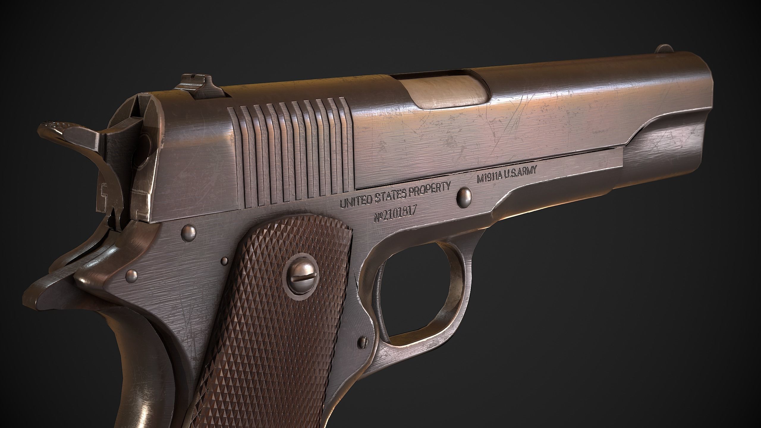 Colt 1911 Low-poly 3D model_4
