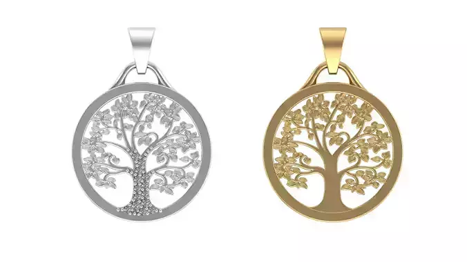 Tree of Life Pendant with and without Stone 3D print model