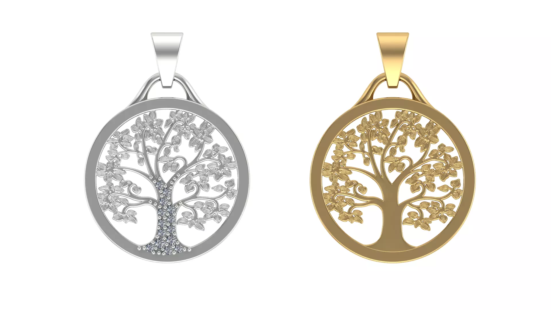 Tree of Life Pendant with and without Stone 3D print model_0