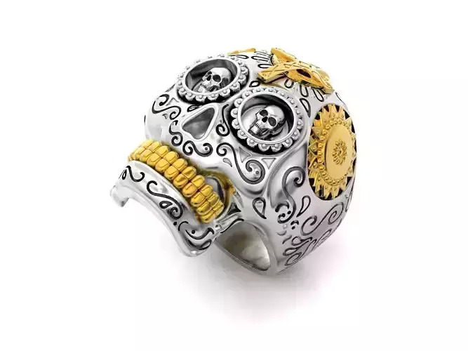 man ring mexican skull calavera  3D print model