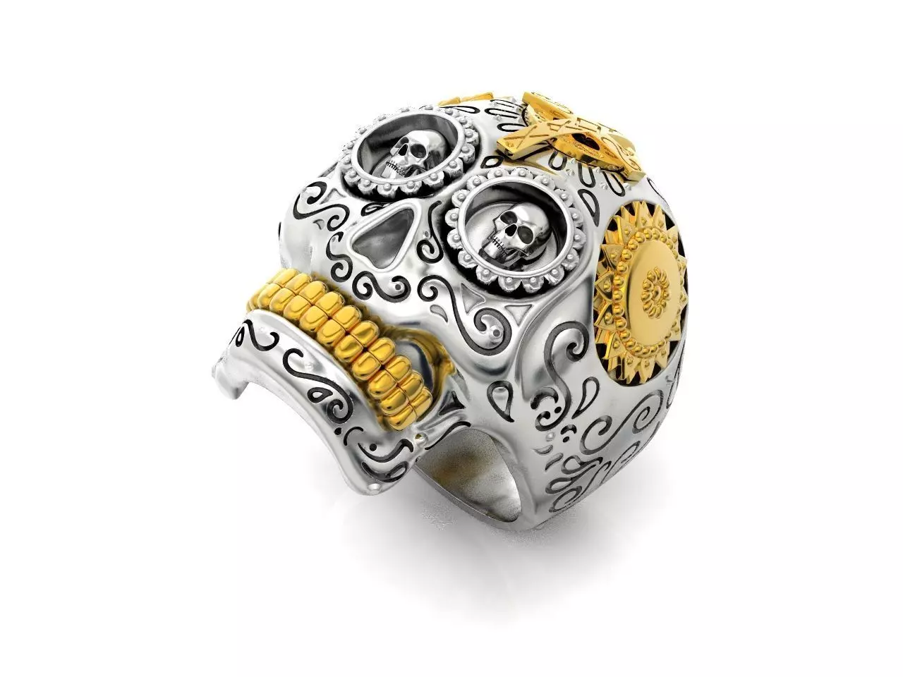 man ring mexican skull calavera 3D print model