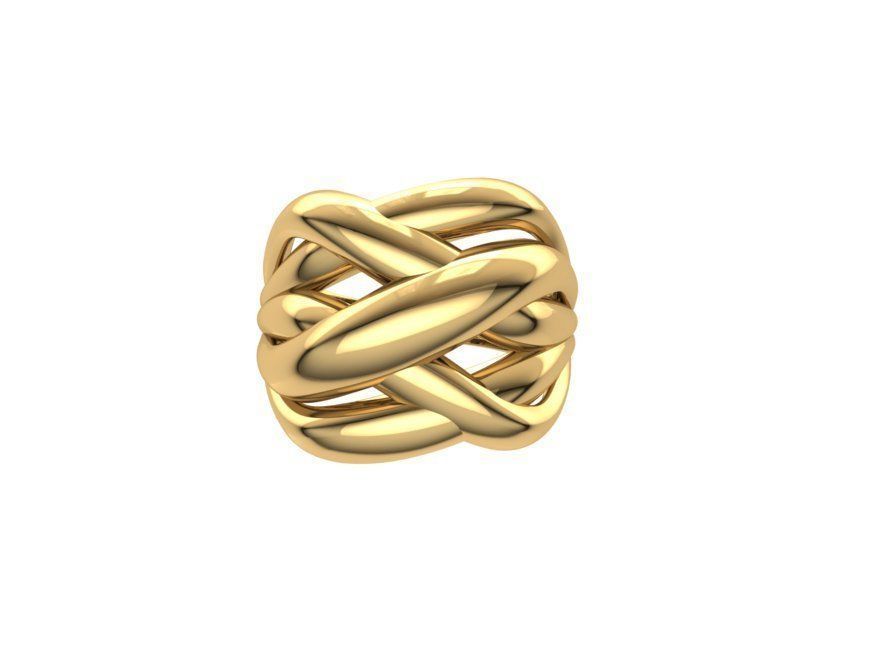 Rings gold ring with braided design 3D print model_1