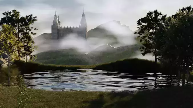 3d realistic fantasy landscape scene  3D model