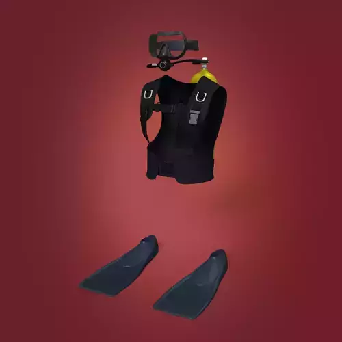 Scuba Diving Equipment Low-poly 3D model