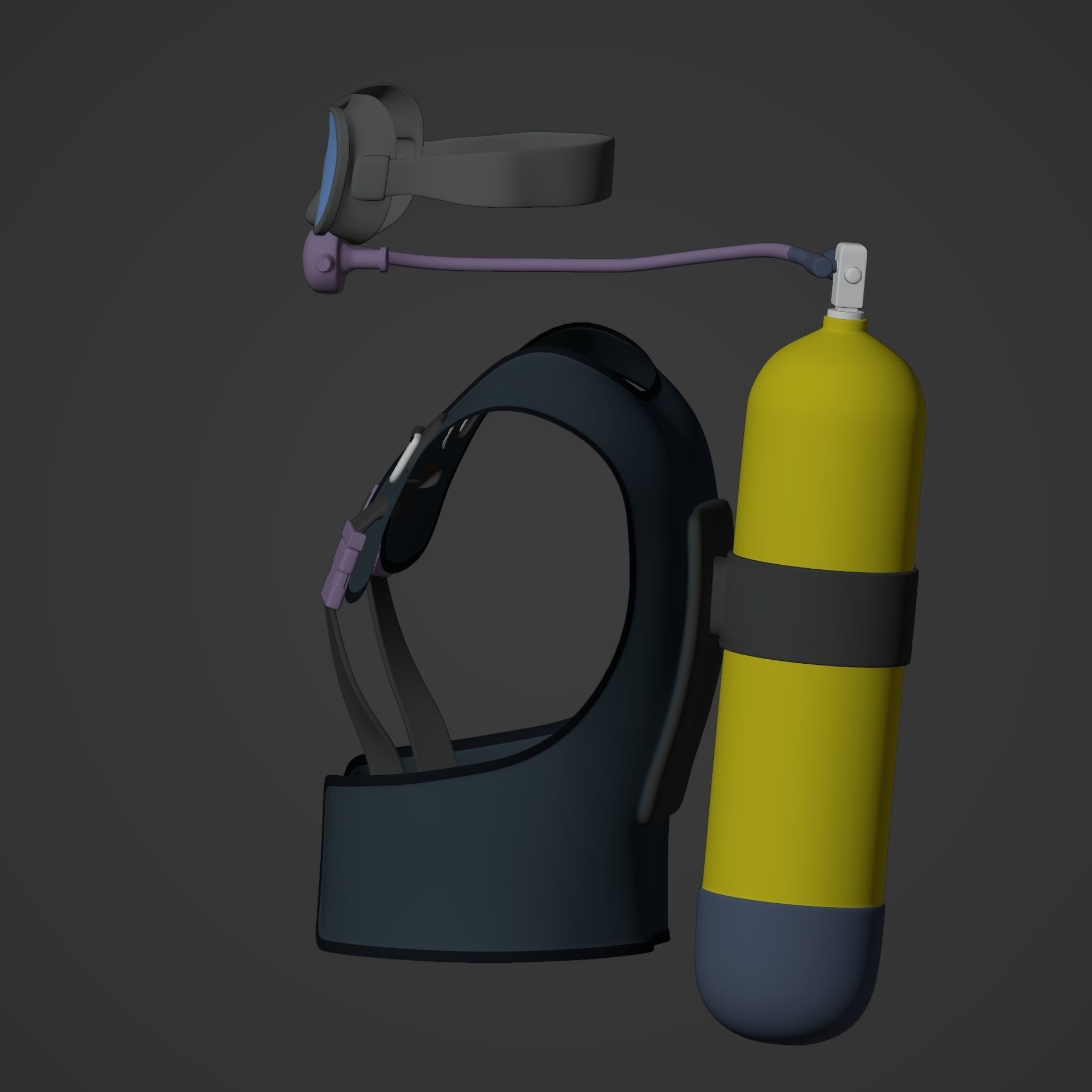 Scuba Diving Equipment Low-poly 3D model_5
