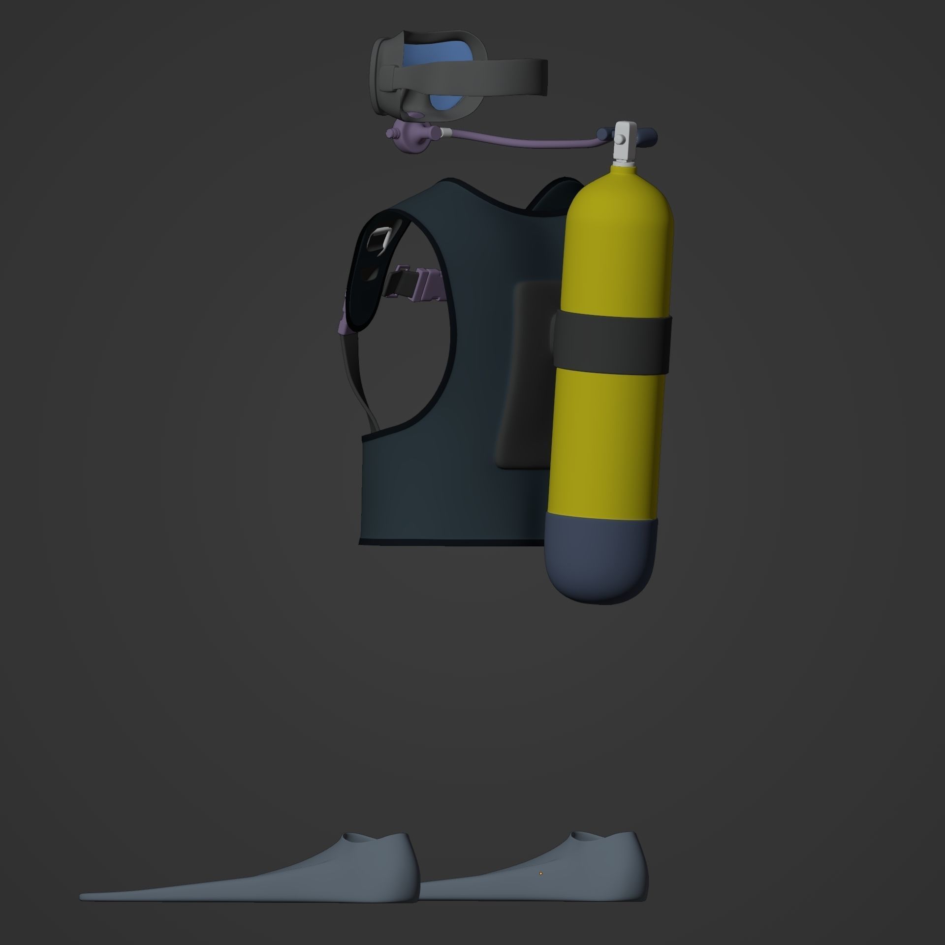Scuba Diving Equipment Low-poly 3D model_11