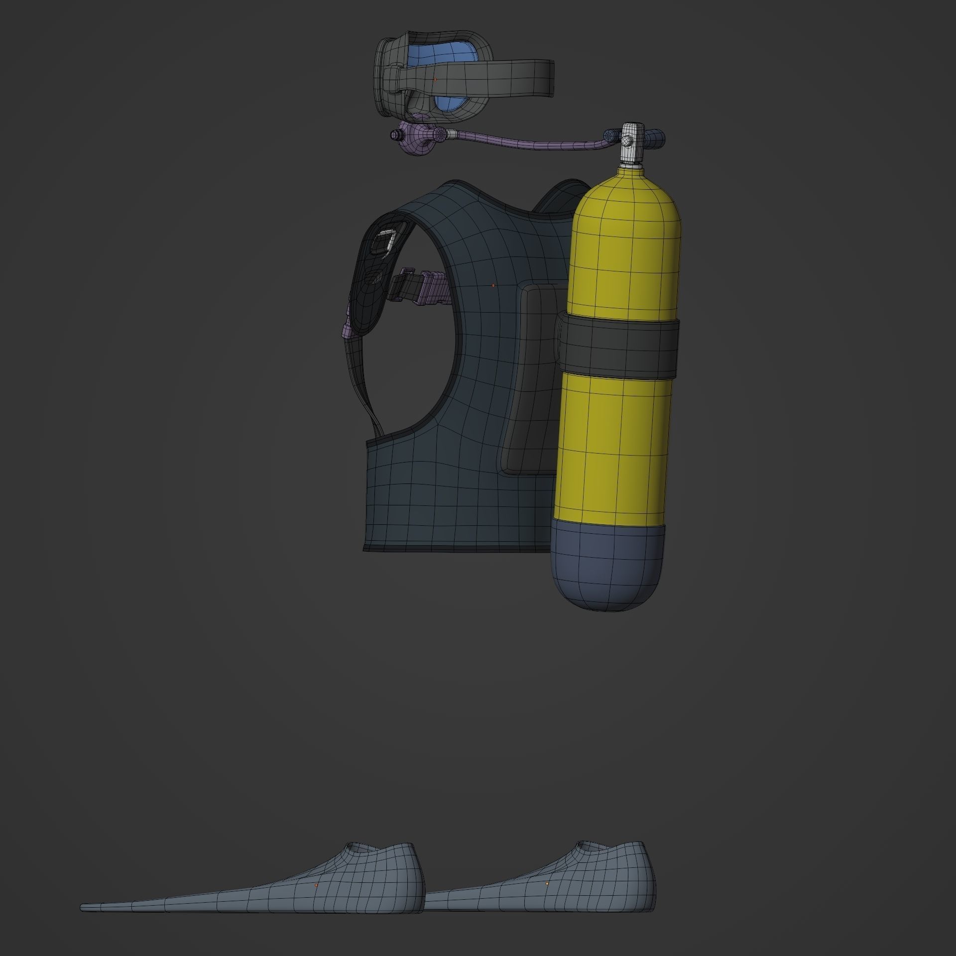 Scuba Diving Equipment Low-poly 3D model_12