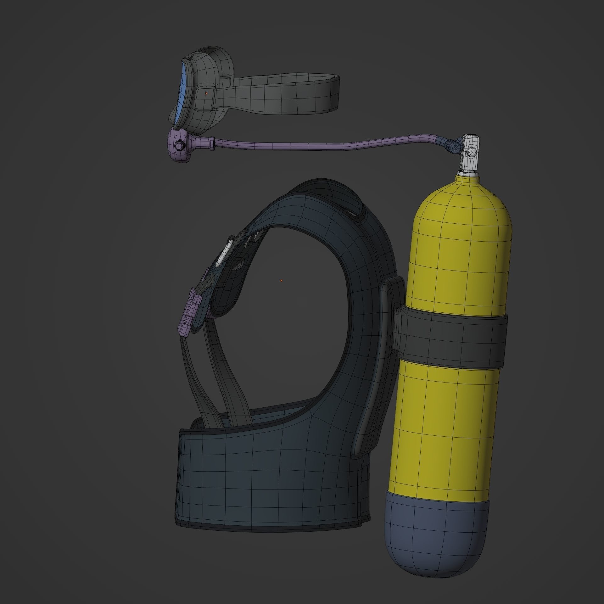 Scuba Diving Equipment Low-poly 3D model_6