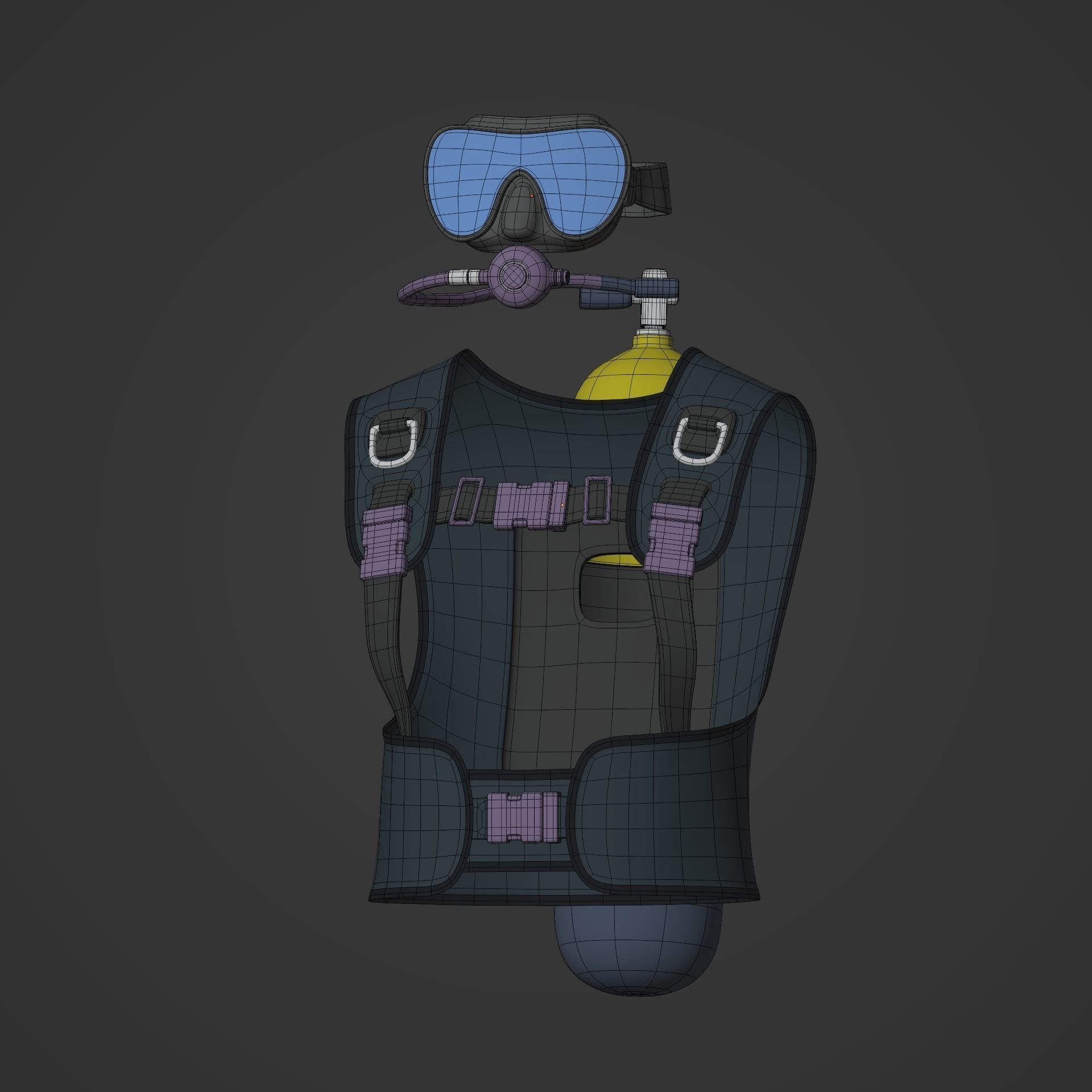 Scuba Diving Equipment Low-poly 3D model_4
