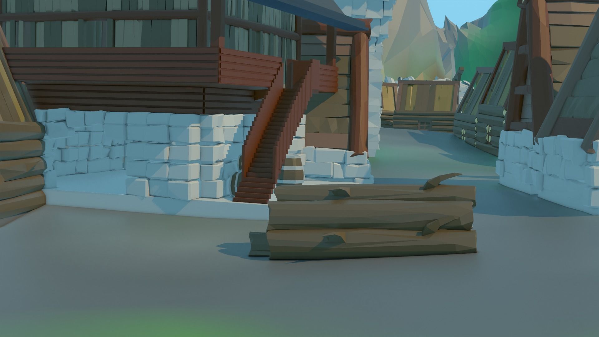 Low Poly Stylized Building Pack free VR / AR / low poly 3D model CGTrader