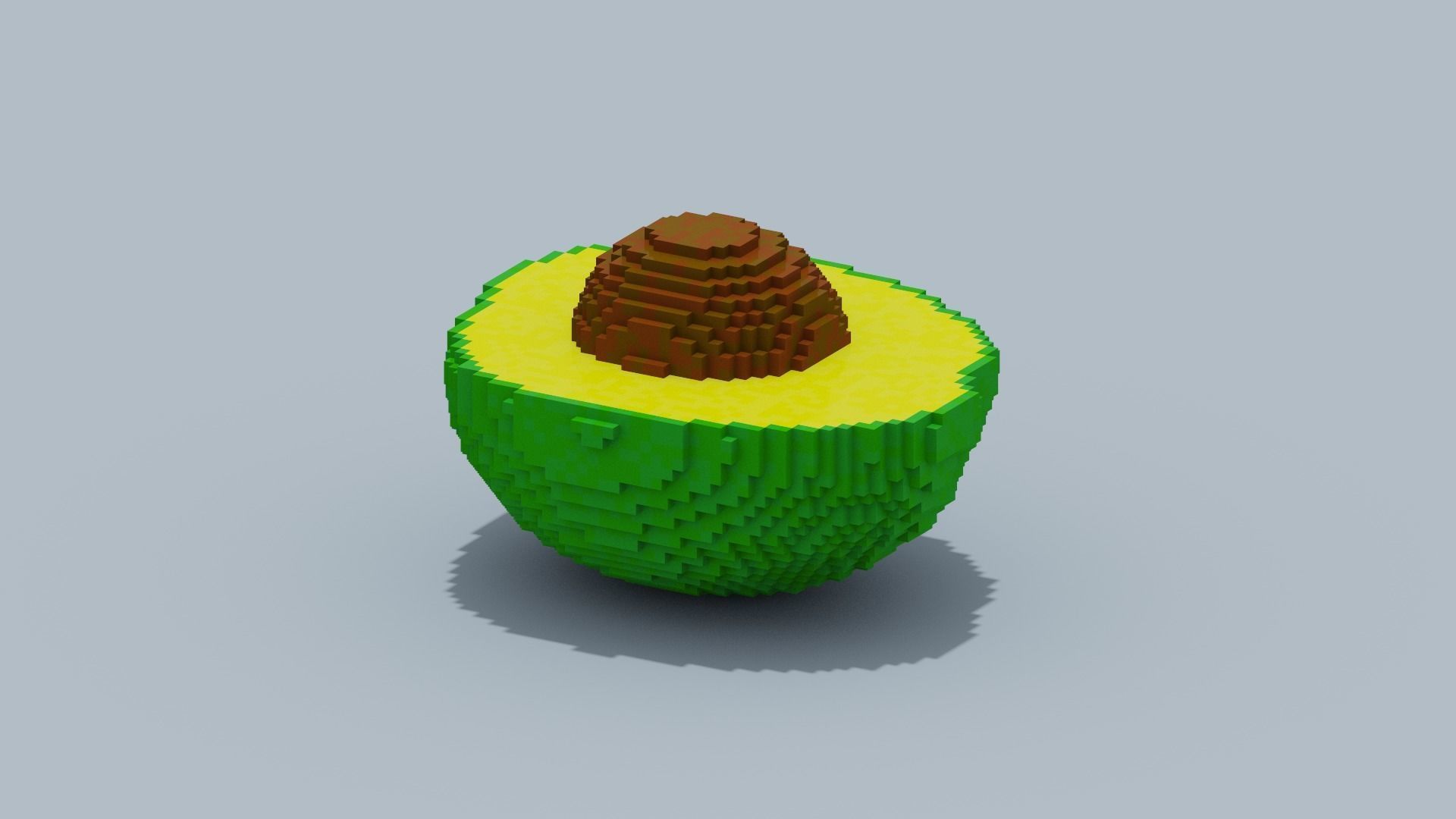 Voxel Avocado Low-poly 3D model_8