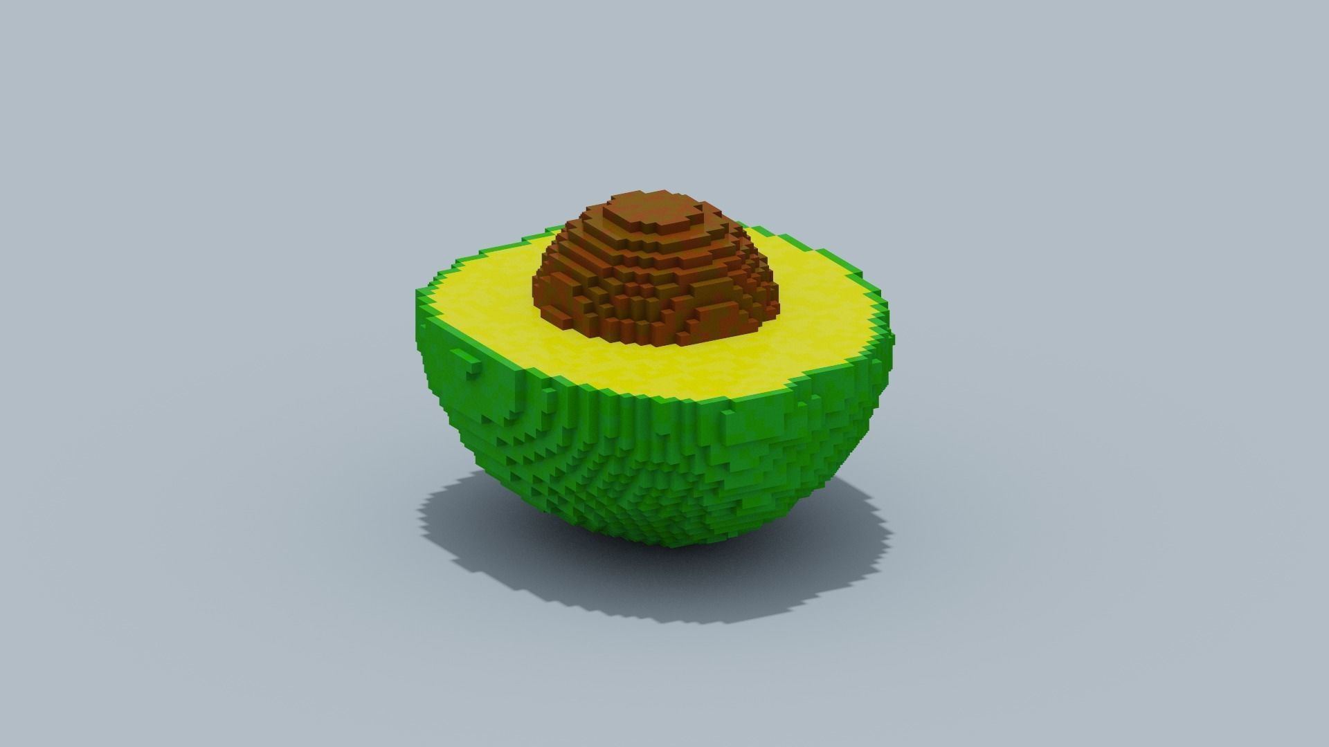 Voxel Avocado Low-poly 3D model_9
