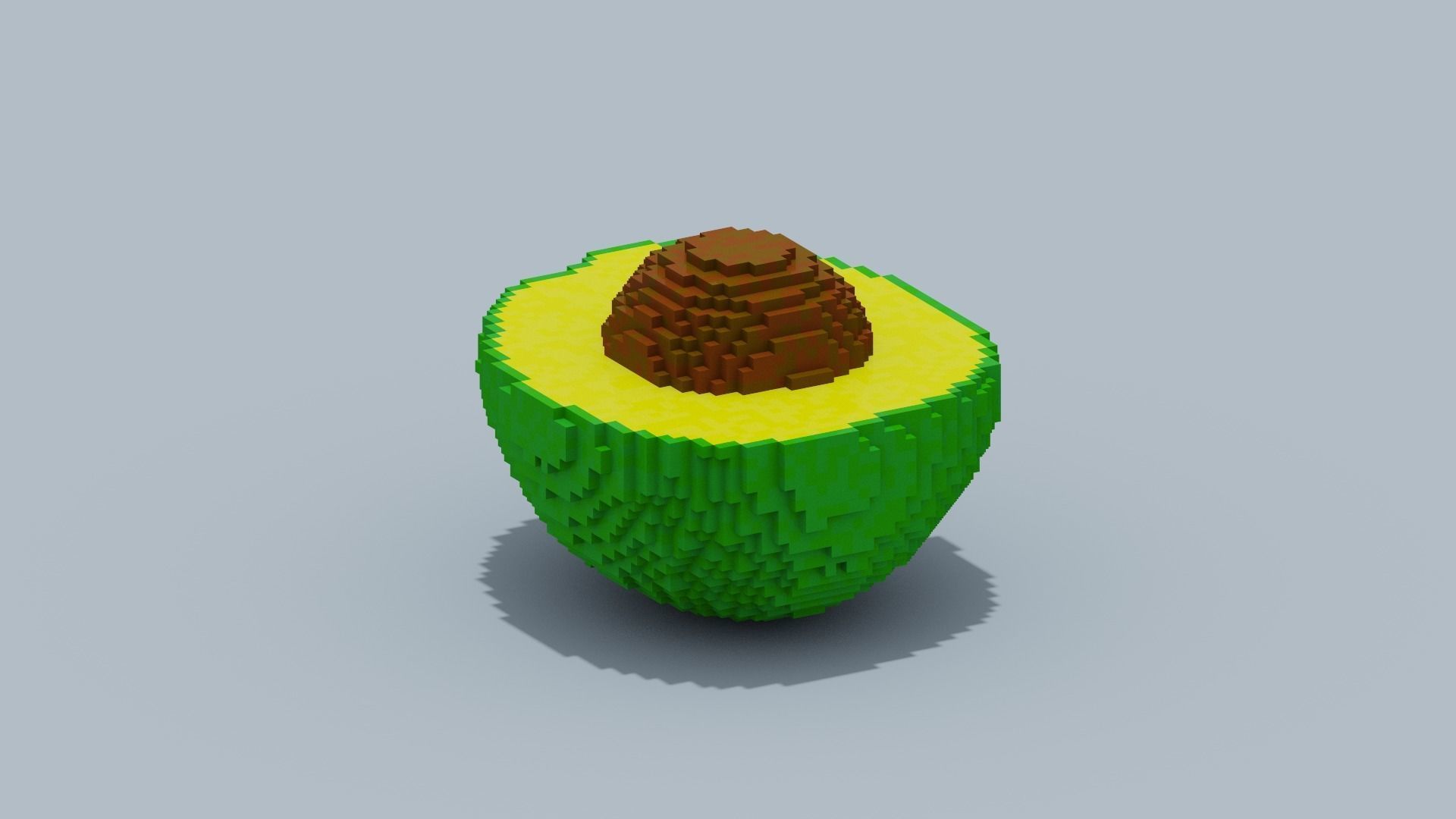 Voxel Avocado Low-poly 3D model_3