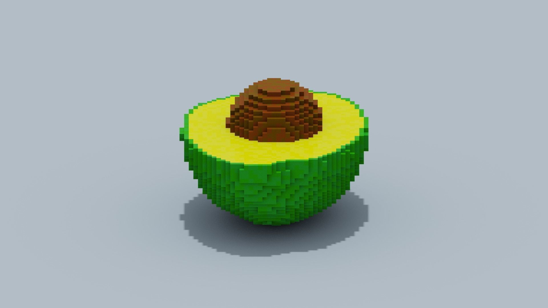 Voxel Avocado Low-poly 3D model_10