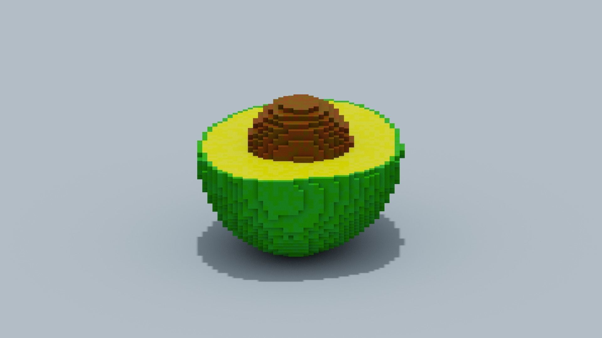 Voxel Avocado Low-poly 3D model_4