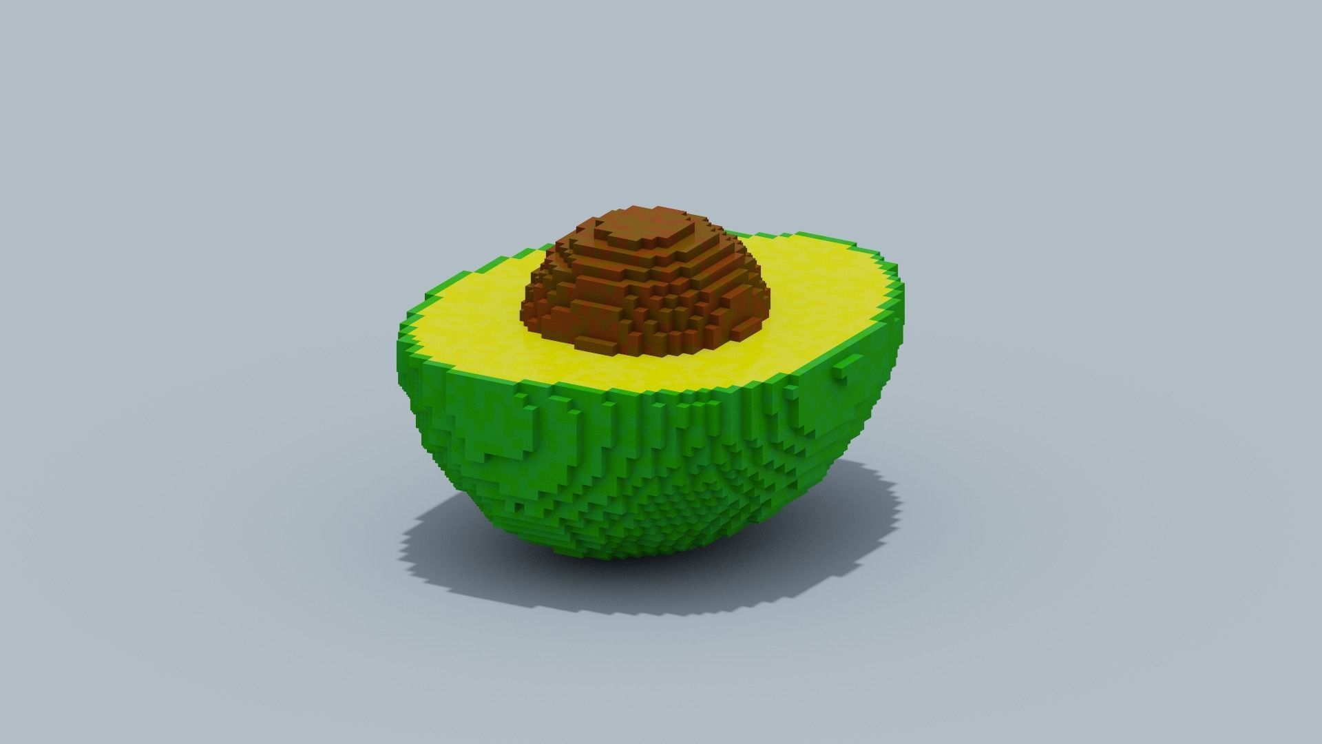 Voxel Avocado Low-poly 3D model_5