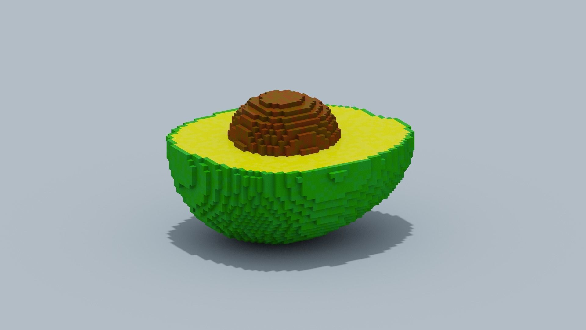 Voxel Avocado Low-poly 3D model_6