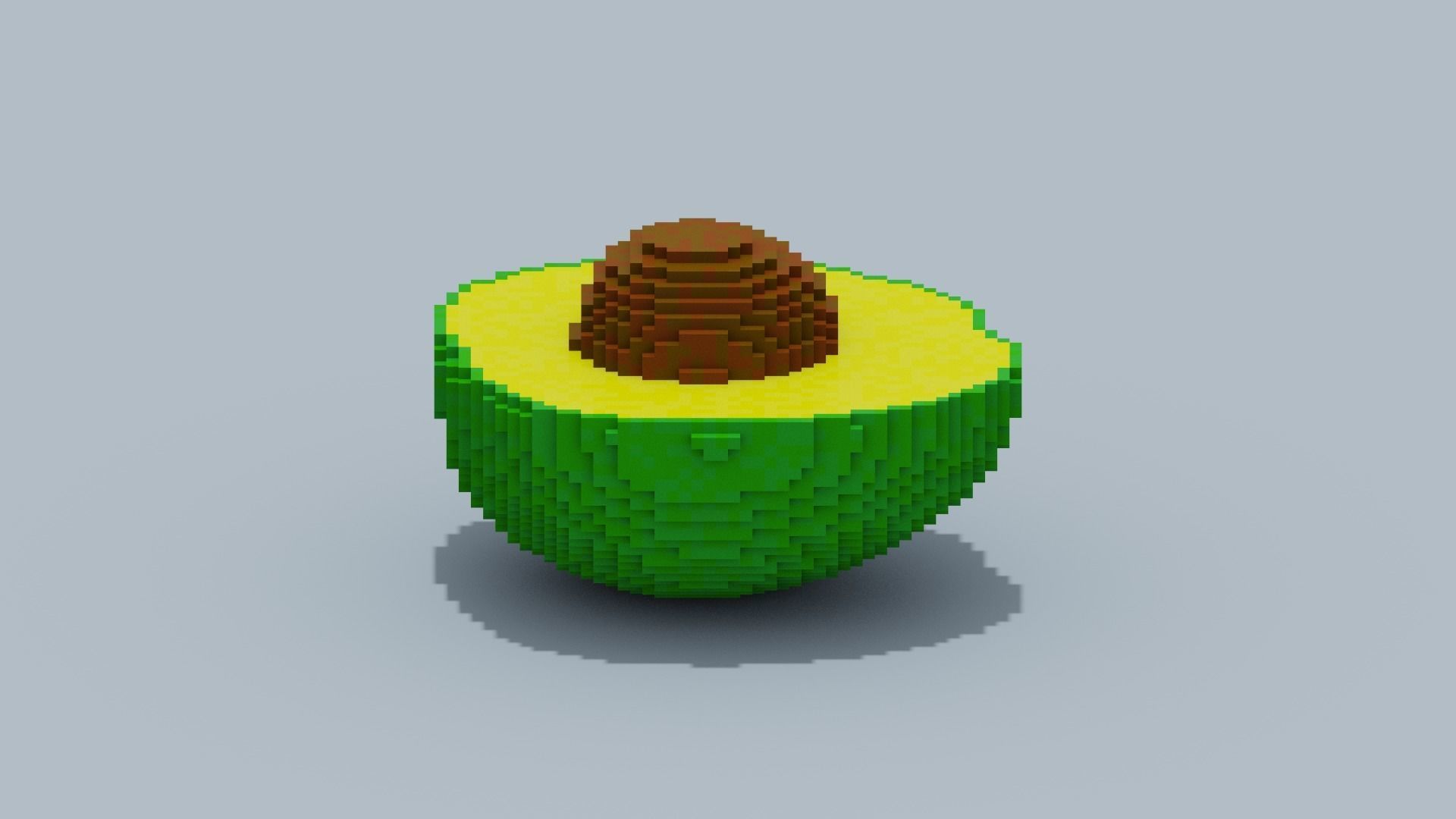 Voxel Avocado Low-poly 3D model_7