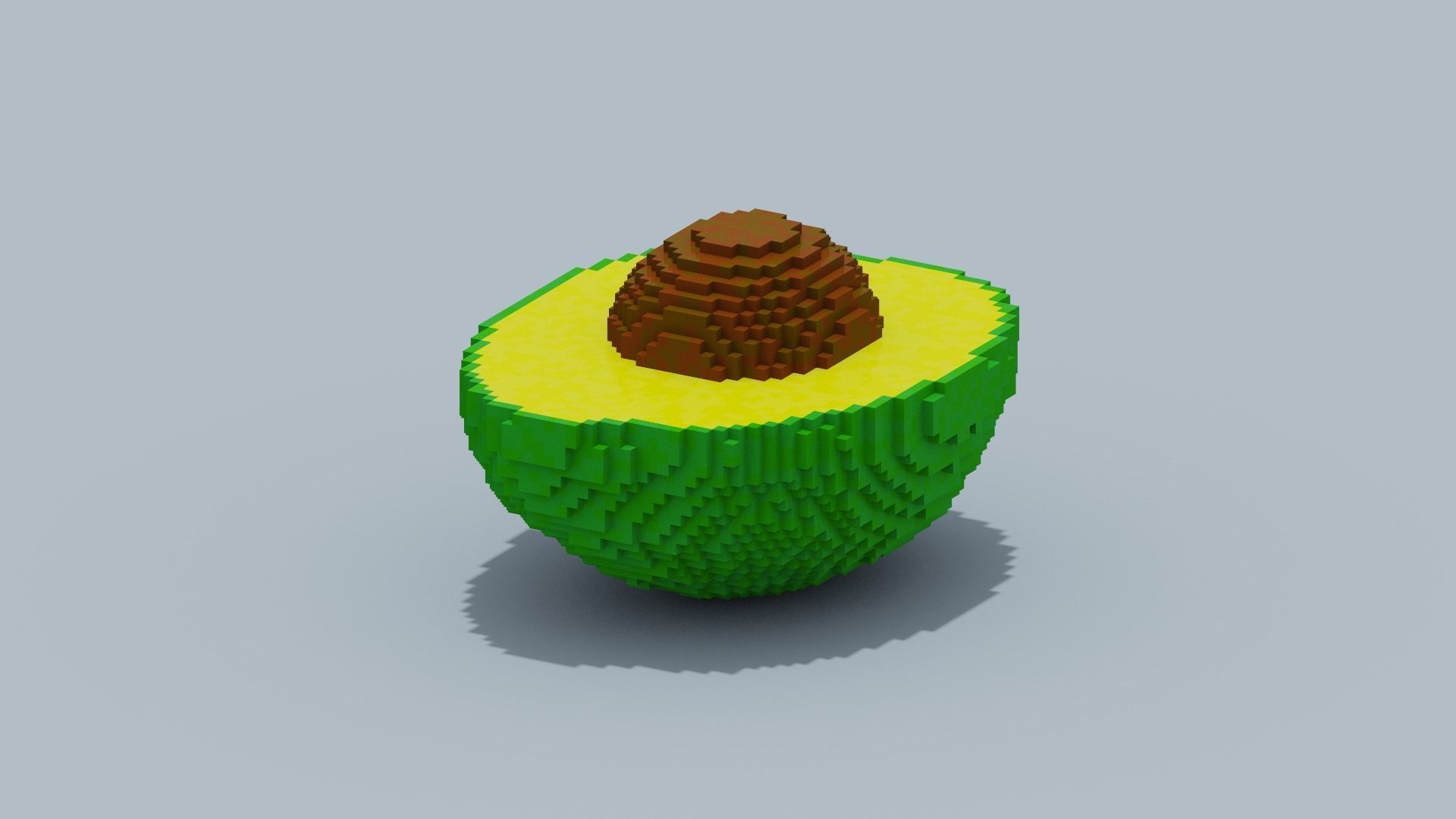 Voxel Avocado Low-poly 3D model_11