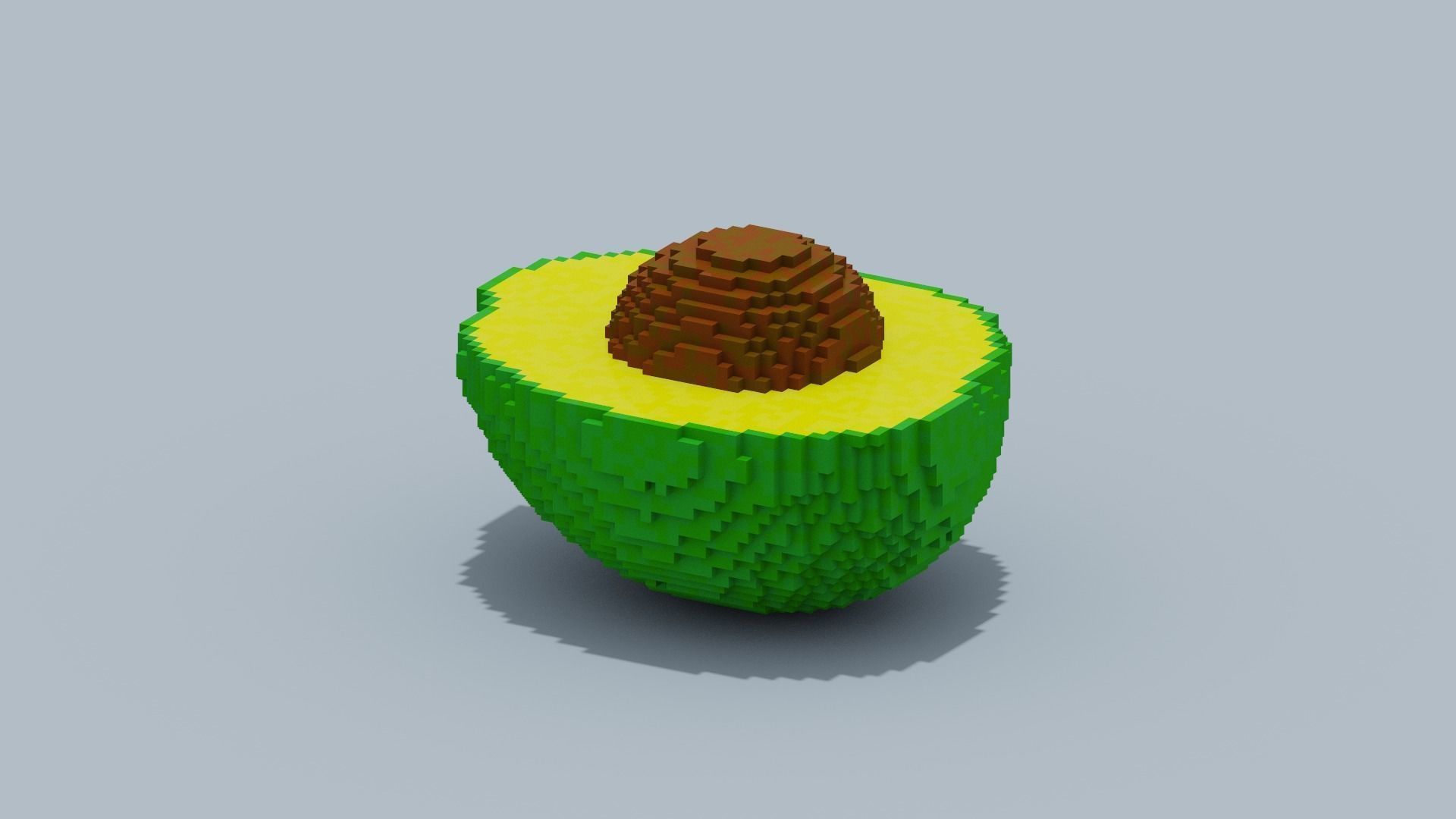 Voxel Avocado Low-poly 3D model_2