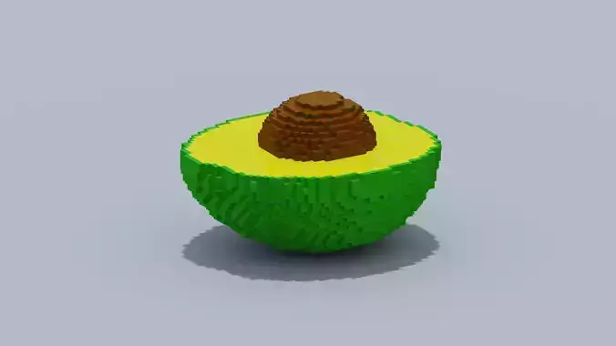 Voxel Avocado Low-poly 3D model