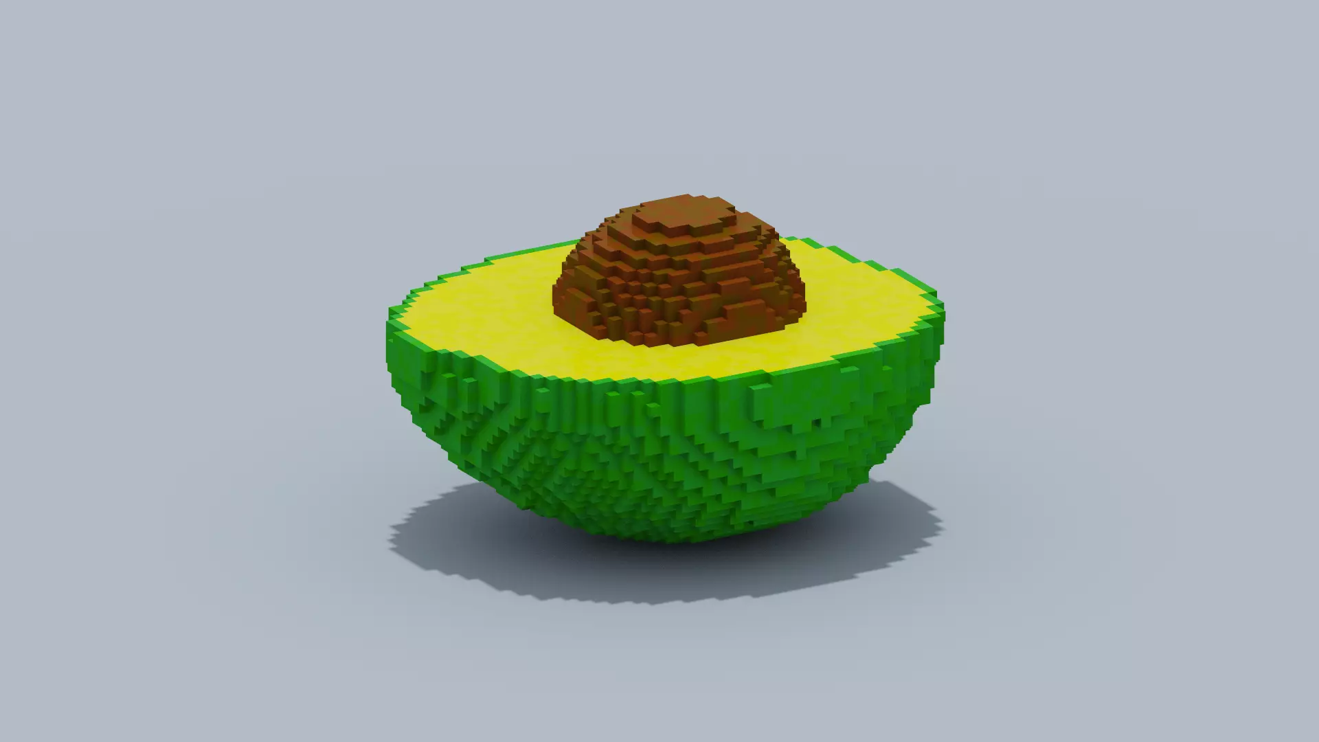 Voxel Avocado Low-poly 3D model_0