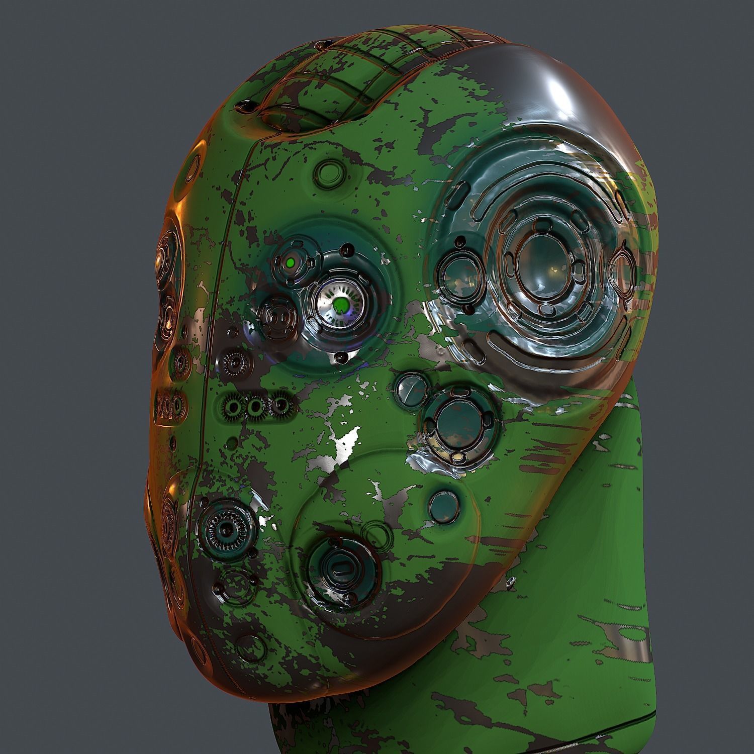 Gas mask helmet 3d model scifi Low-poly  Low-poly 3D model_4