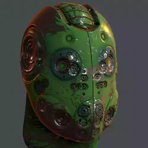 Gas mask helmet 3d model scifi Low-poly 