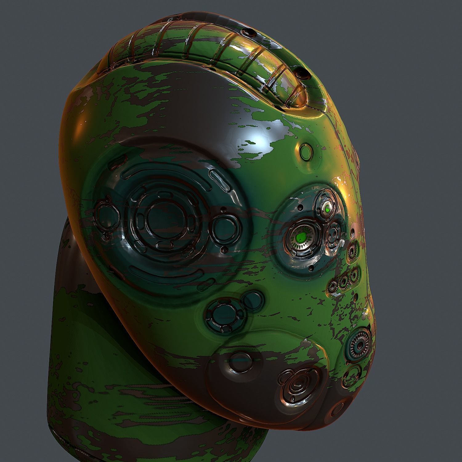 Gas mask helmet 3d model scifi Low-poly  Low-poly 3D model_5