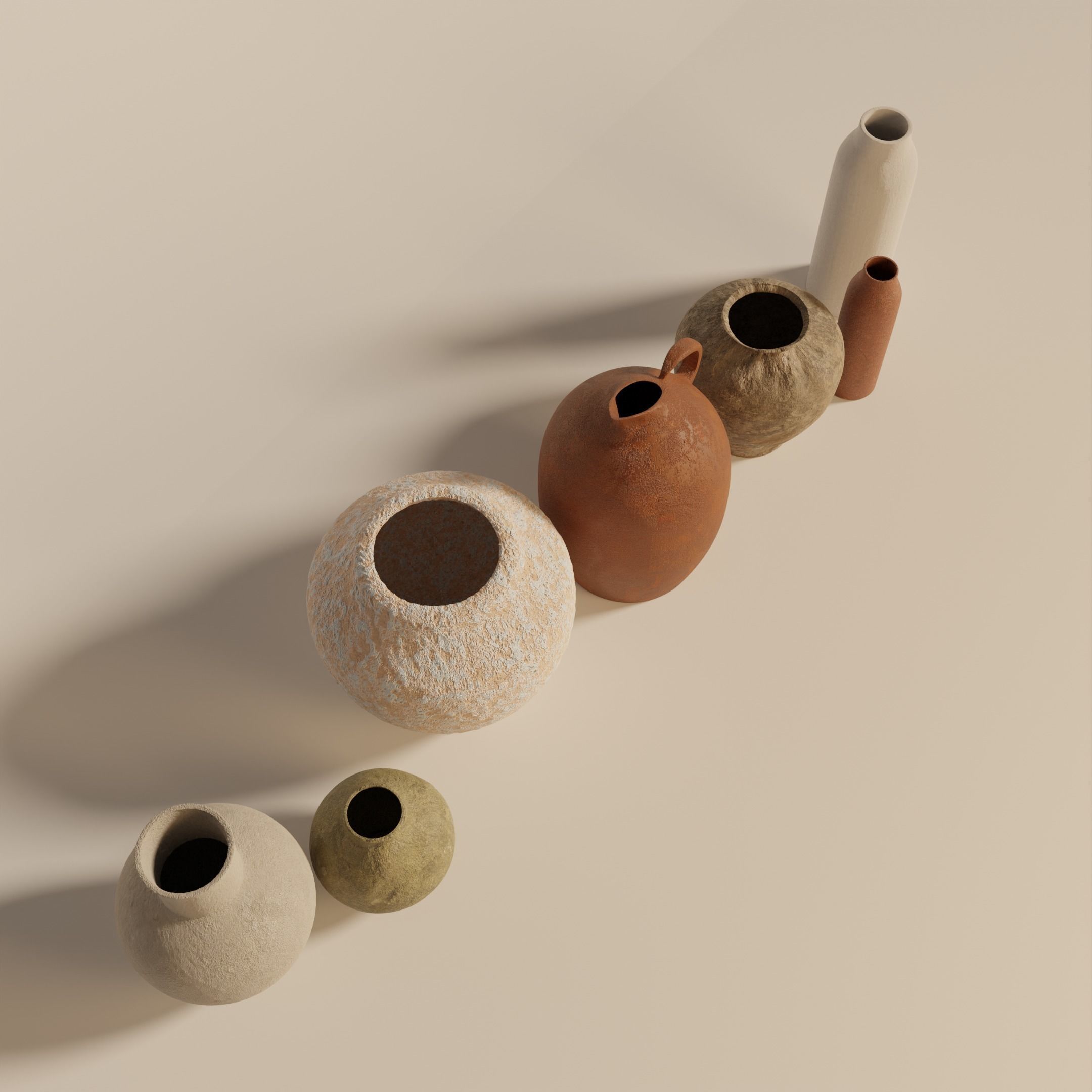 Stone vases set 3D model_6