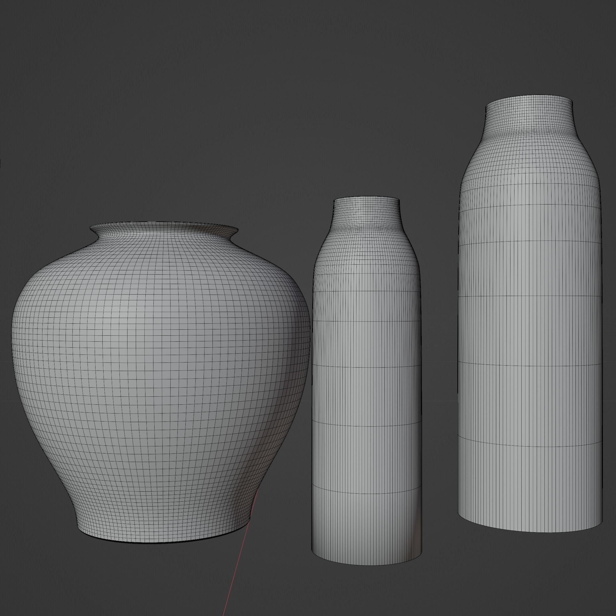 Stone vases set 3D model_5