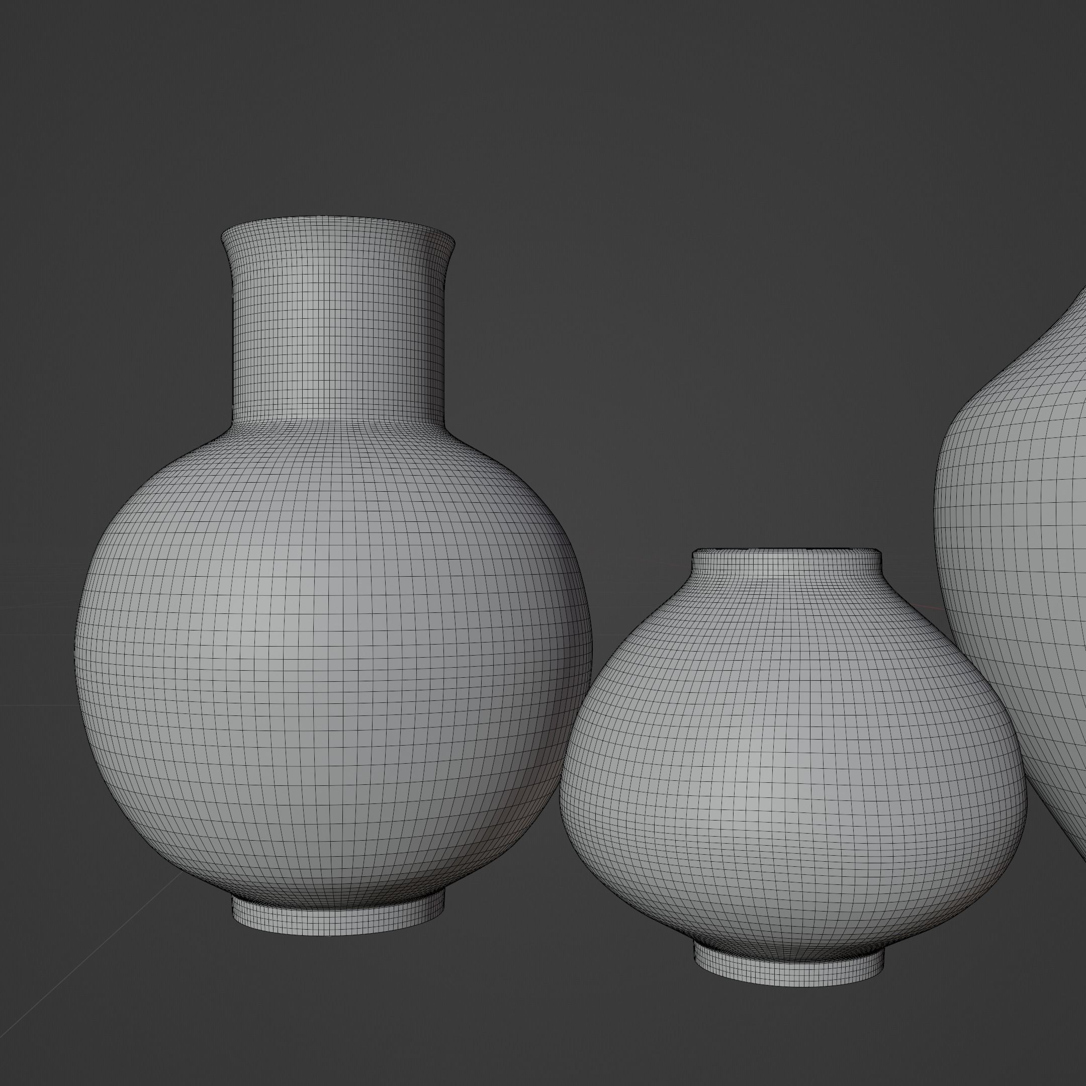 Stone vases set 3D model_9