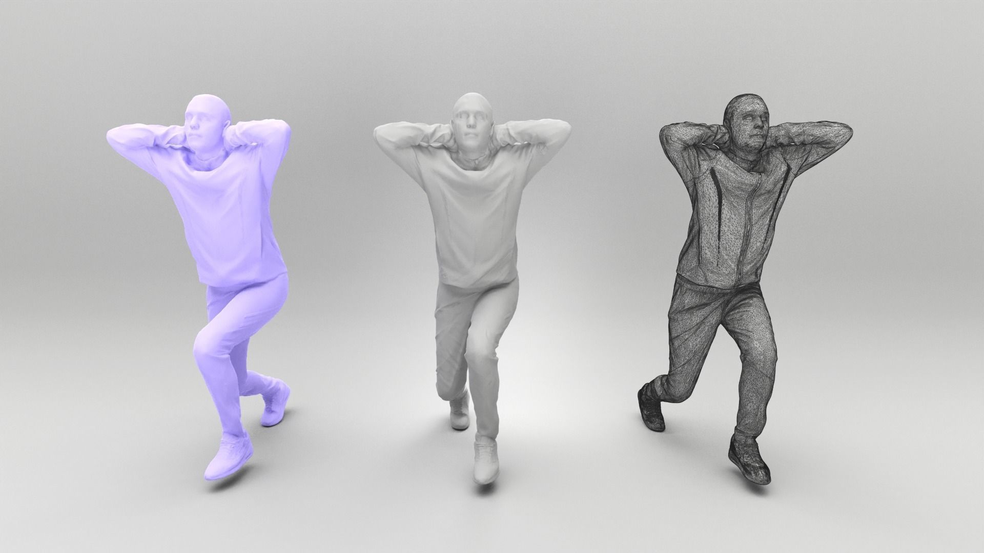 Young man in sportswear doing exercise 375 Low-poly 3D model_4