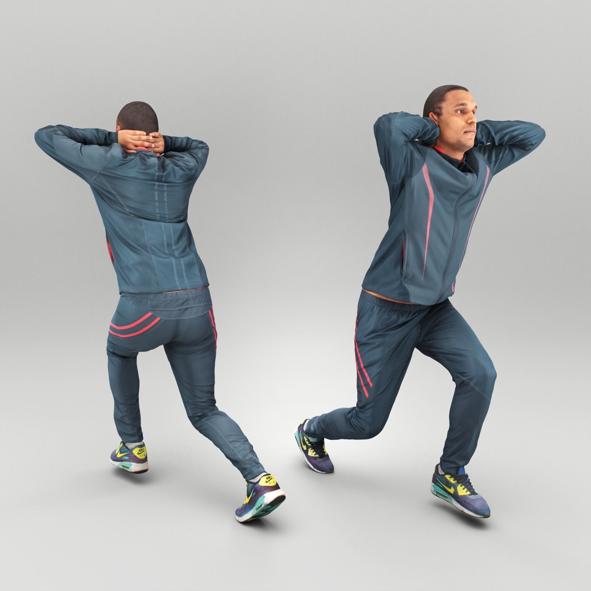 Young man in sportswear doing exercise 375 Low-poly 3D model_2