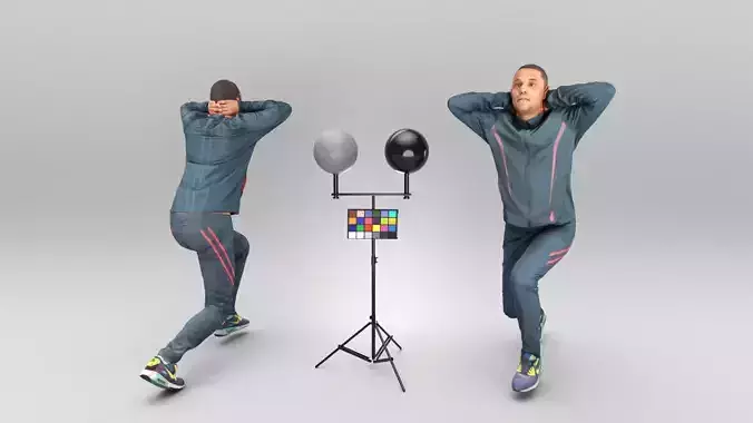 Young man in sportswear doing exercise 375 Low-poly 3D model