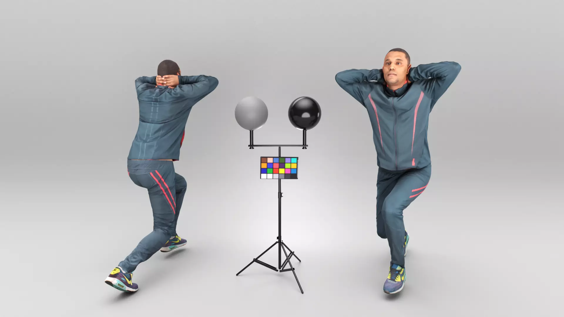 Young man in sportswear doing exercise 375 Low-poly 3D model_0