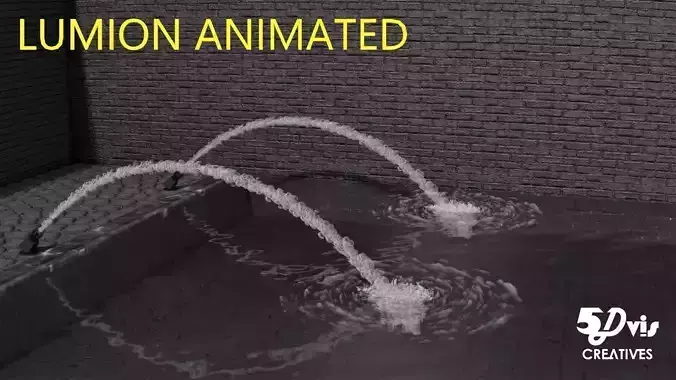 LUMION ANIMATED FOUNTAIN  jet arc fountain LOW ANGLE FLOW FROTH